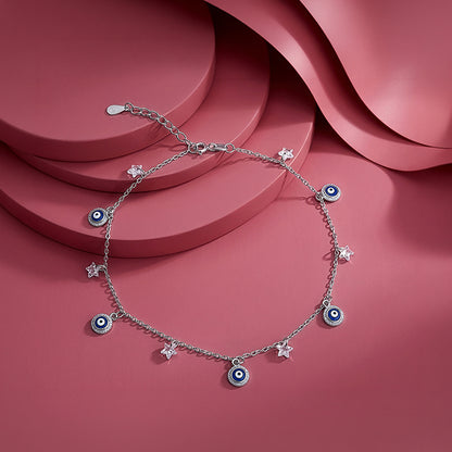 Silver Mystic Evil Eye Anklet