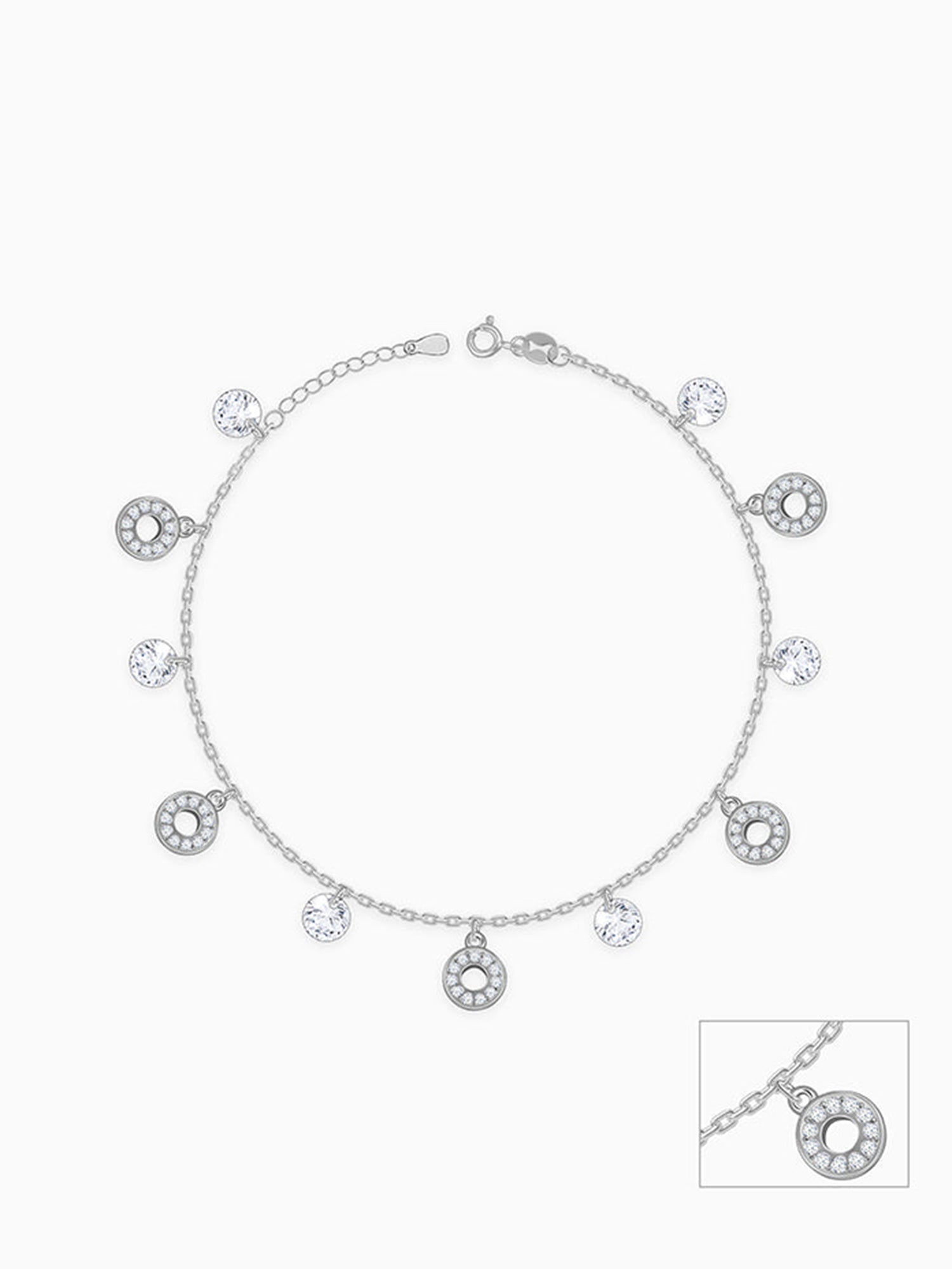 Silver Love and Light Anklet