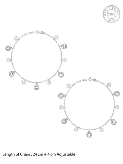 Silver Love and Light Anklet