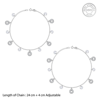 Silver Love and Light Anklet