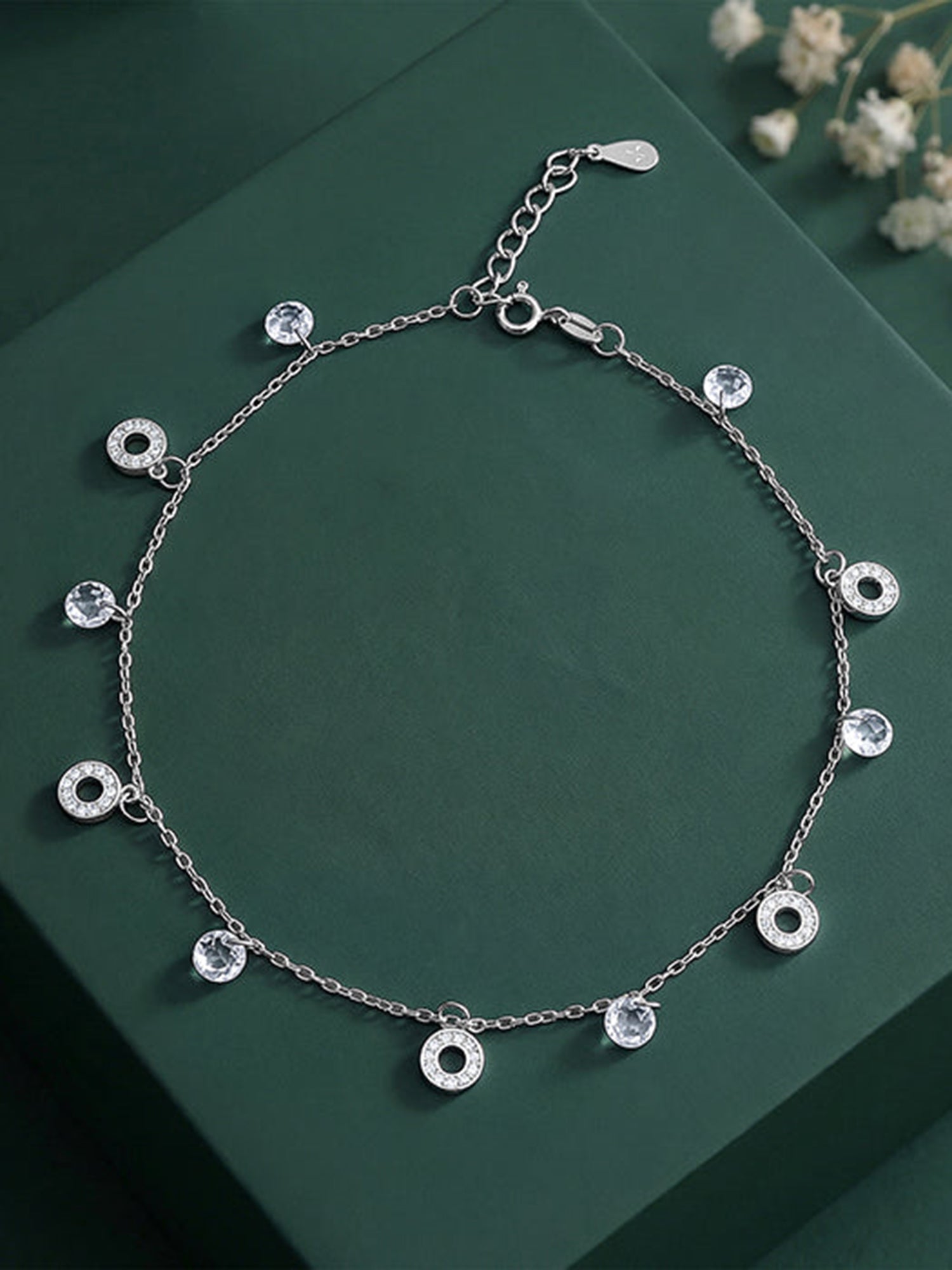 Silver Love and Light Anklet