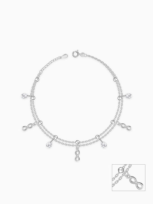 Silver Infinite Drizzle Anklet