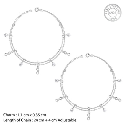Silver Infinite Drizzle Anklet