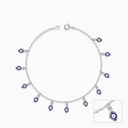 Silver Nazar Charm Anklet