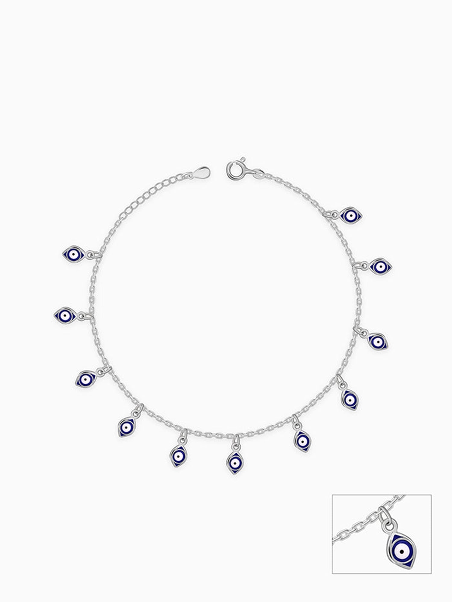 Silver Nazar Charm Anklet
