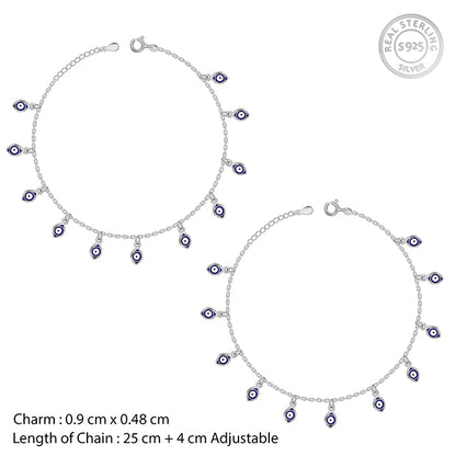 Silver Nazar Charm Anklet