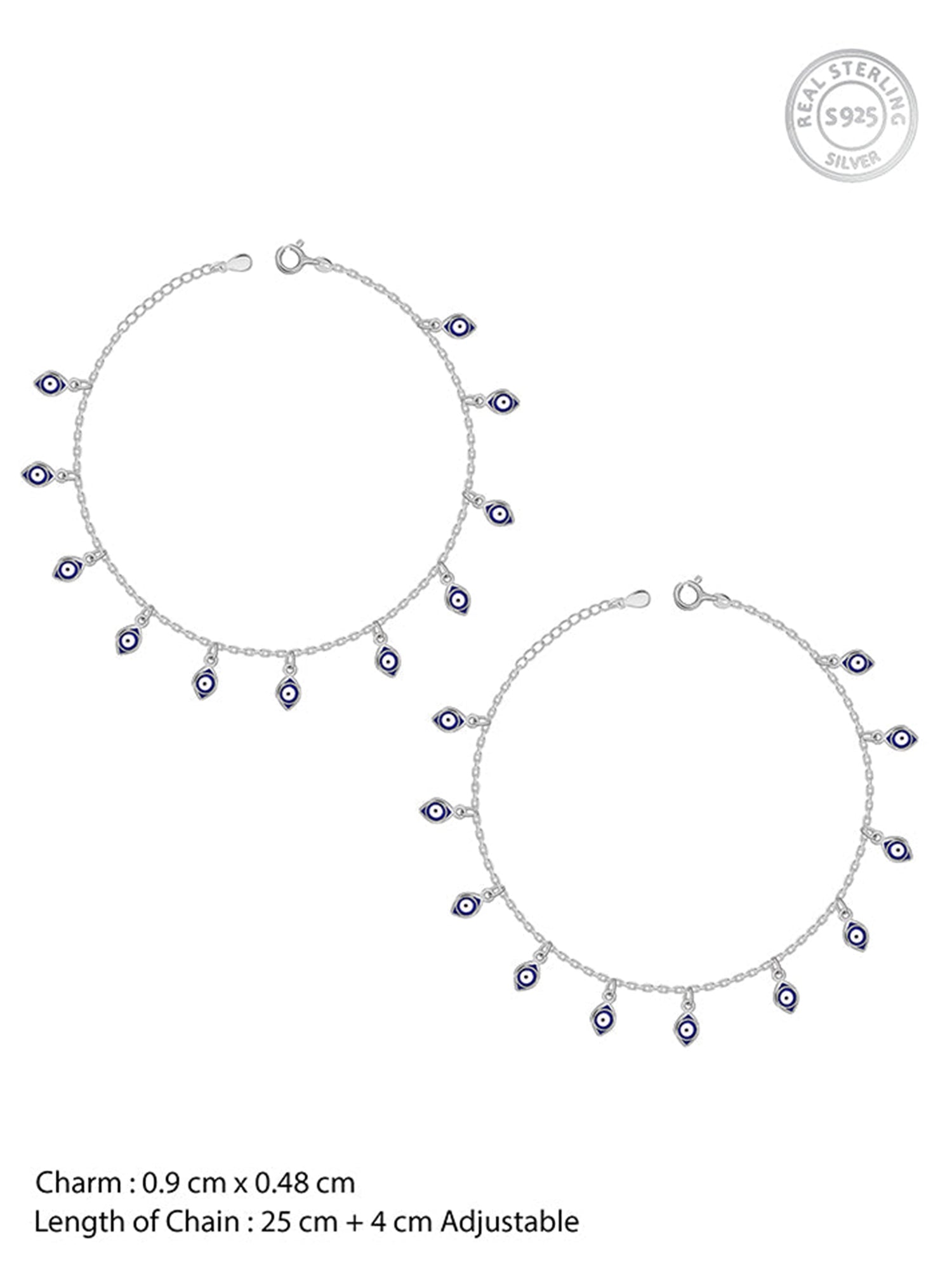 Silver Nazar Charm Anklet