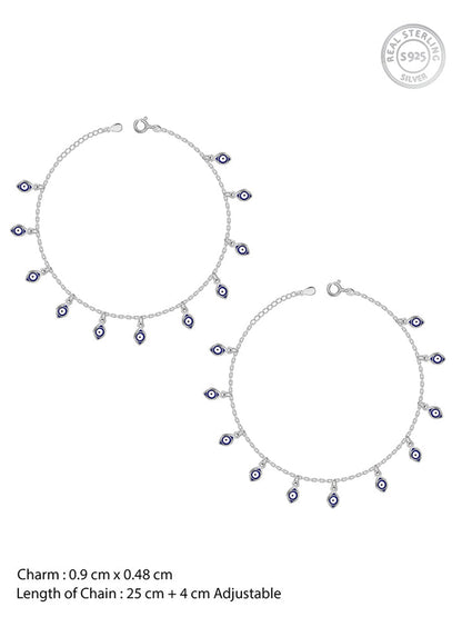 Silver Nazar Charm Anklet