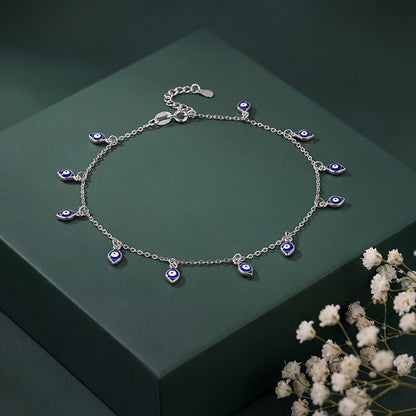 Silver Nazar Charm Anklet