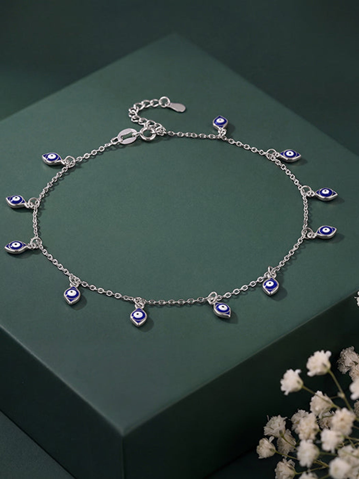 Silver Nazar Charm Anklet
