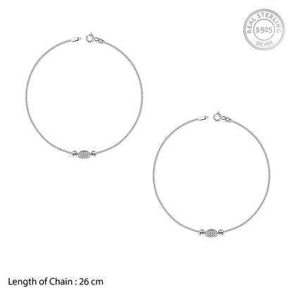 Silver Single Sphere Chain Anklet