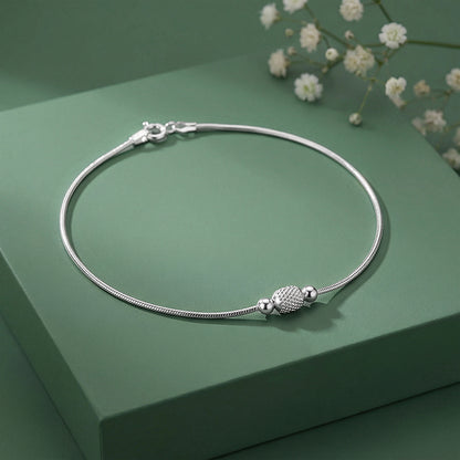 Silver Single Sphere Chain Anklet