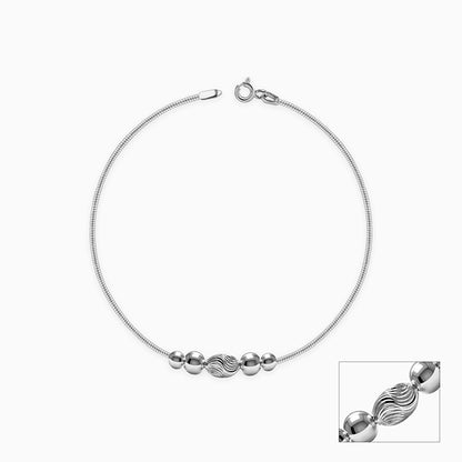 Silver Granule Bead Chain Anklet