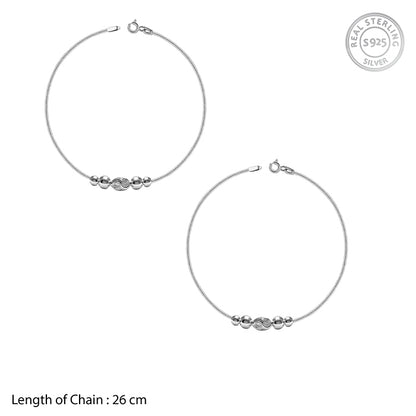 Silver Granule Bead Chain Anklet
