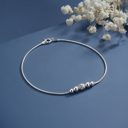 Silver Granule Bead Chain Anklet