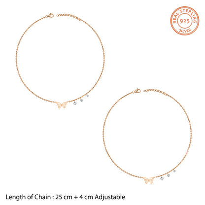 Rose Gold Butterfly Aura Anklet