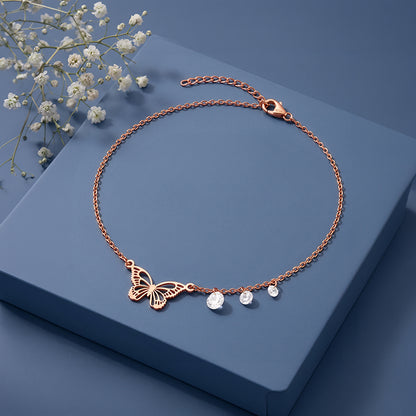 Rose Gold Butterfly Aura Anklet