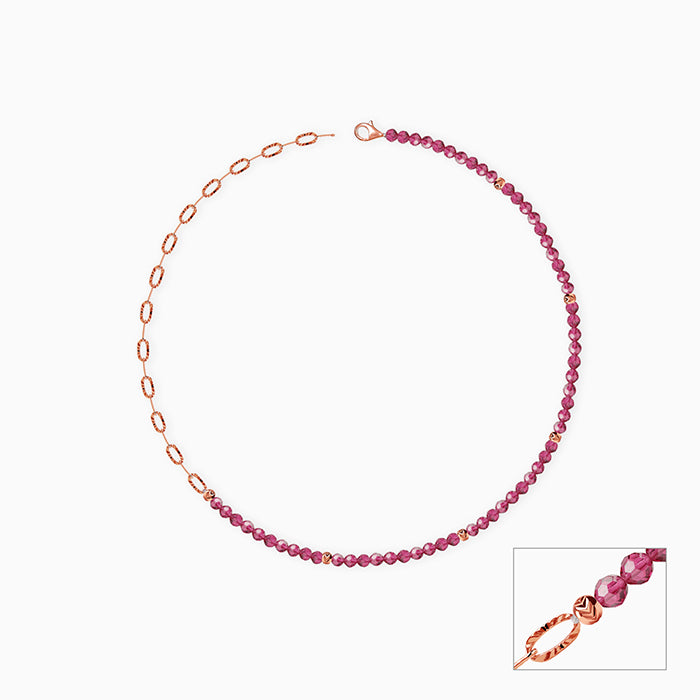 Rose Gold Ruby Bead Chain Anklet