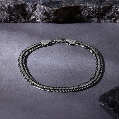 Oxidised Silver Knit Bracelet For Him