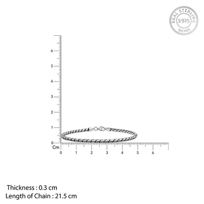 Oxidised Silver TwistLine Bracelet For Him