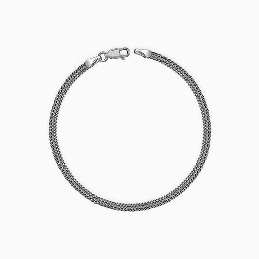 Oxidised Silver Knit Bracelet For Him