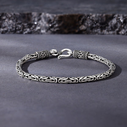 Oxidised Silver Byzantine Bracelet For Him