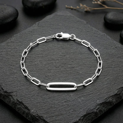 Silver PaperClip Link Chain Bracelet