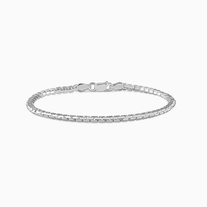 Silver Box Chain Bracelet For Him
