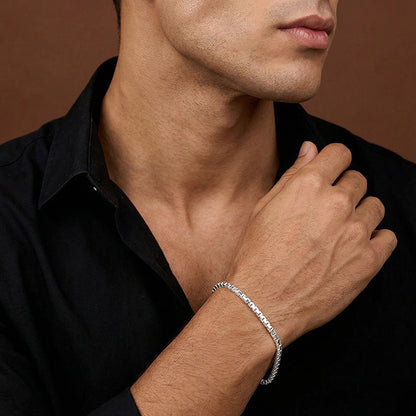 Silver Box Chain Bracelet For Him