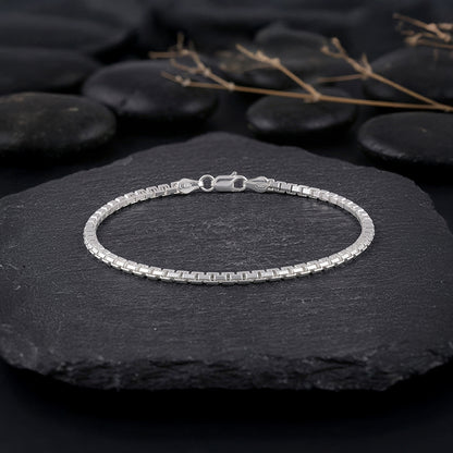 Silver Box Chain Bracelet For Him