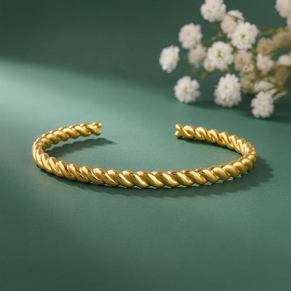 Golden Helix Twist Cuff Bracelet