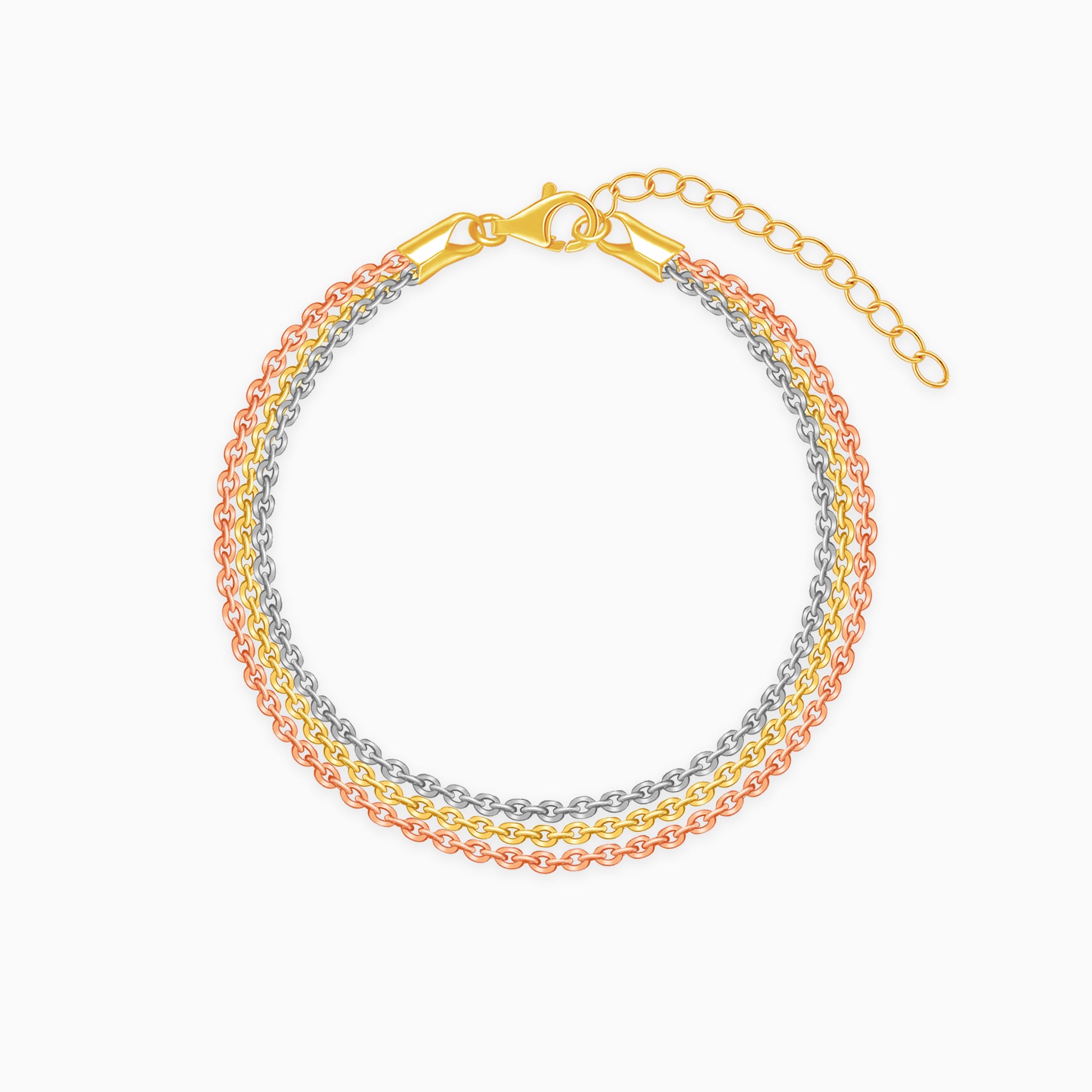 Triple Tone Franco Silver Bracelet