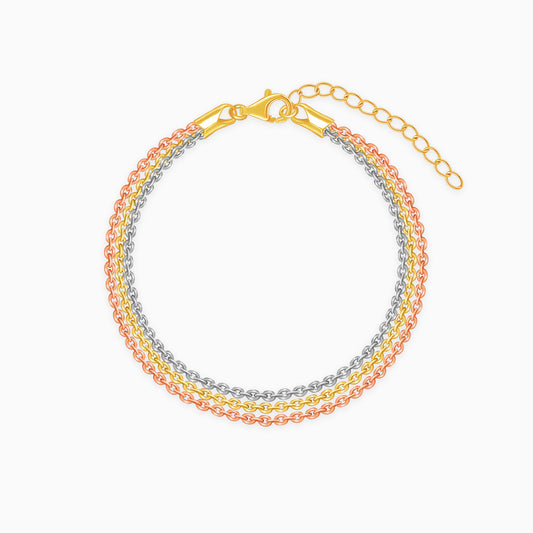 Triple Tone Franco Silver Bracelet