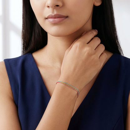 Triple Tone Franco Silver Bracelet