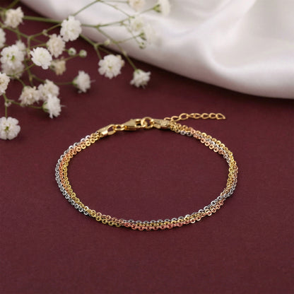 Triple Tone Franco Silver Bracelet
