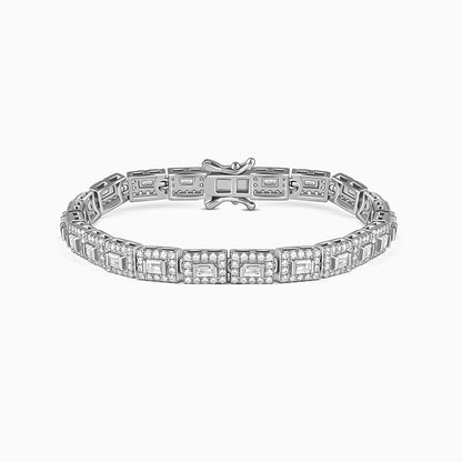 Silver Baguette Cut Tennis Bracelet