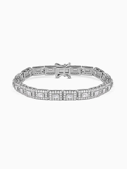 Silver Baguette Cut Tennis Bracelet