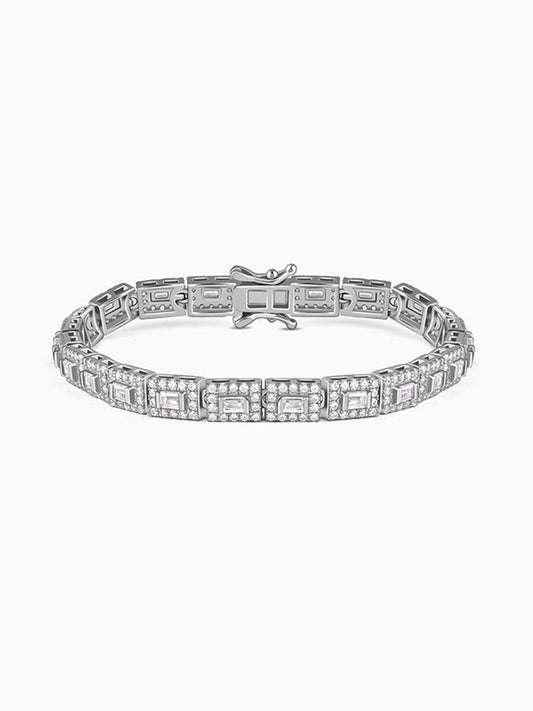Silver Baguette Cut Tennis Bracelet