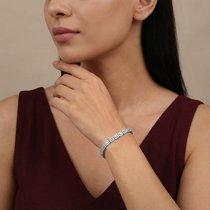 Silver Baguette Cut Tennis Bracelet