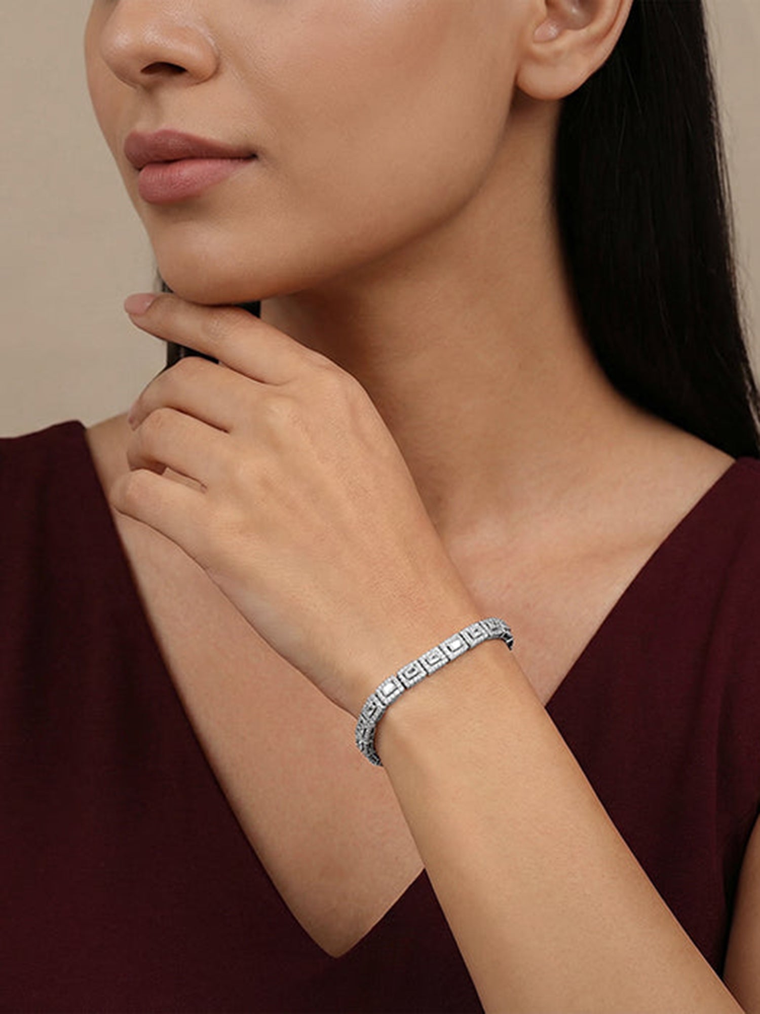 Silver Baguette Cut Tennis Bracelet