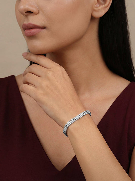 Silver Baguette Cut Tennis Bracelet