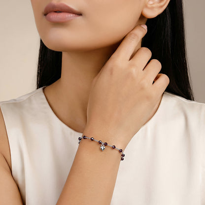 Silver Colourful Beads Bracelet