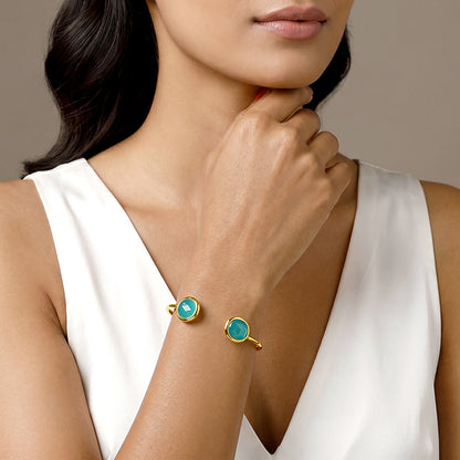 Golden Blue Onyx Cuff Bracelet