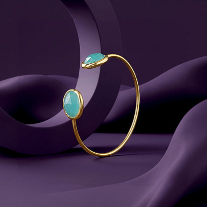Golden Blue Onyx Cuff Bracelet