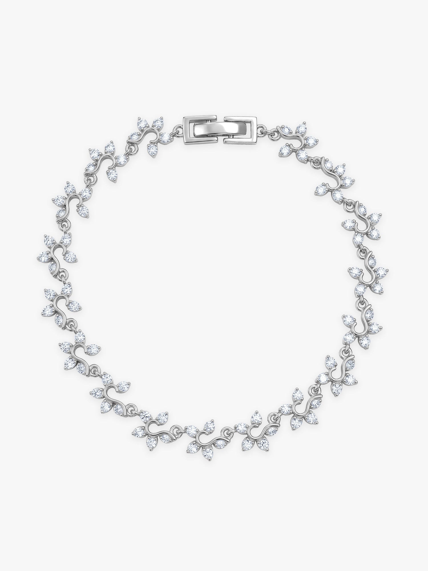 Silver Valoria Floral Bracelet (Size 5.73)