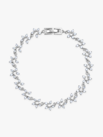 Silver Valoria Floral Bracelet (Size 5.73)