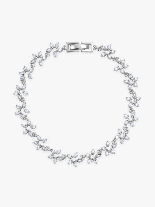 Silver Valoria Floral Bracelet (Size 5.73)