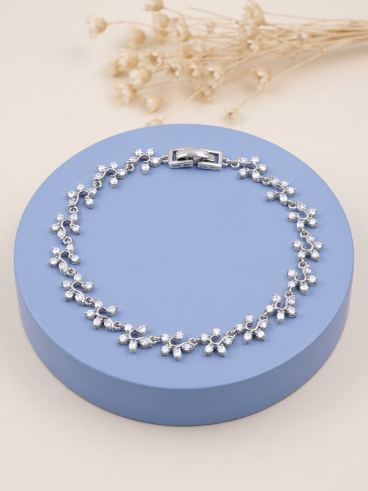 Silver Valoria Floral Bracelet (Size 5.73)