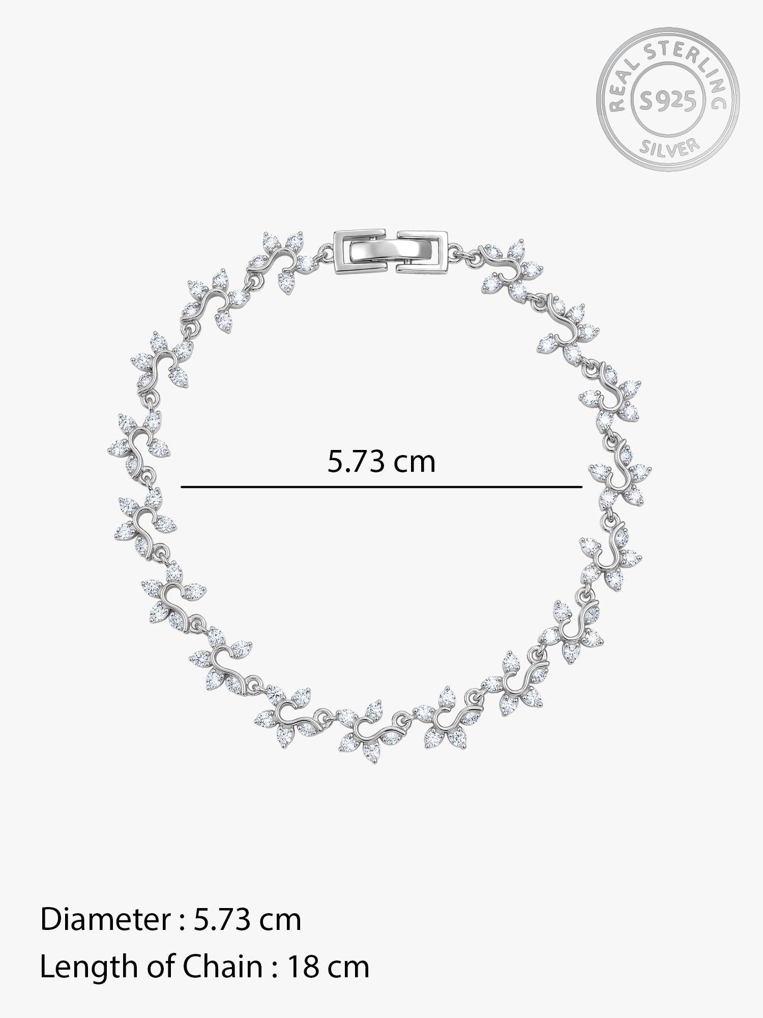 Silver Valoria Floral Bracelet (Size 5.73)