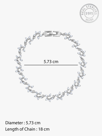 Silver Valoria Floral Bracelet (Size 5.73)